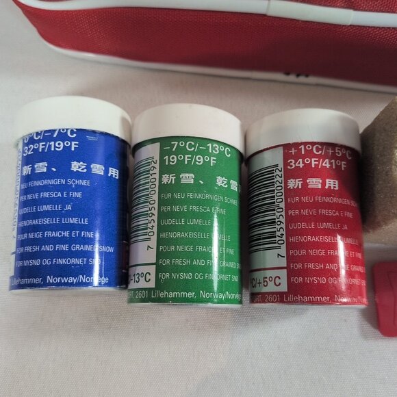 VTG Swix Ski Wax EXTRA Blue Red Green 3 Sticks Scrapper Block Case FULL COMPLETE - Picture 5 of 14